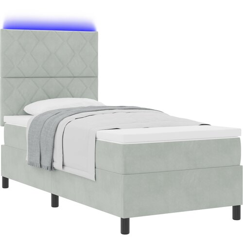 vidaXL Postelja na vzmet z vzmetnico in LED lučko Svetlo siva 90x190 cm Žamet Cene
