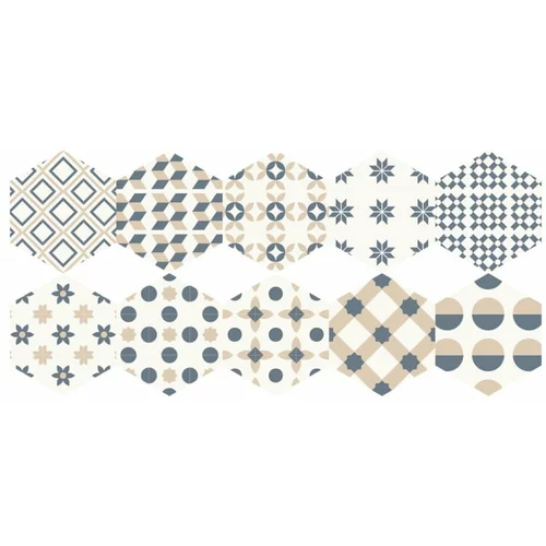Ambiance Set od 10 podnih samoljepljivih naljepnica Hexagons Gotzone, 20 x 18 cm