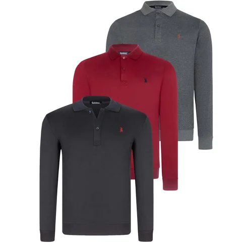 Dewberry TRIPLE SET V4007 MEN'S SWEATSHIRT-NAVY-ANTHRACITE-BURGUNDY