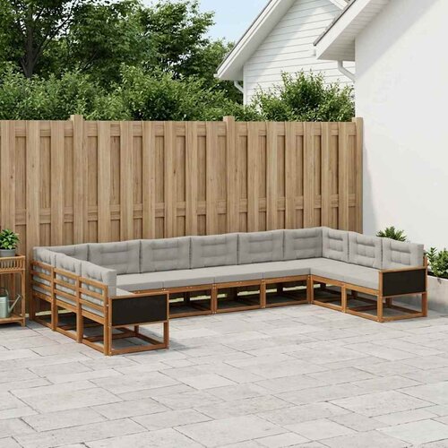  Set vanjskih sofa 10 kom. Prirodna i svjetlosiva Smeđa 483 x 247,5 x 73 cm Slike