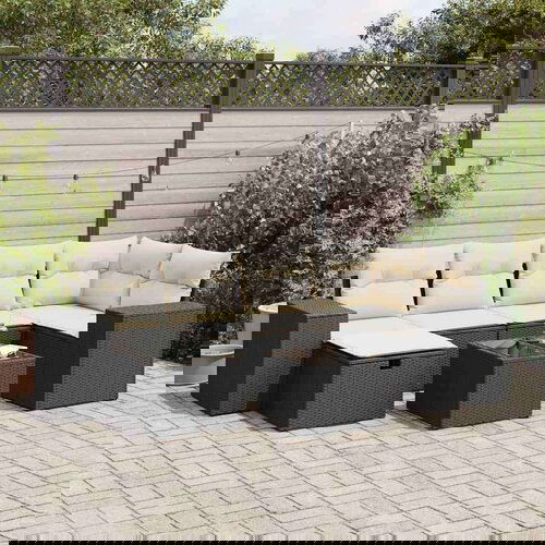 vidaXL 7-dijelni set vrtnih sofa od poliratana s jastucima crni Cijene