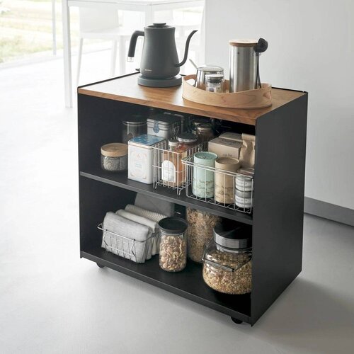 YAMAZAKI Crni metalni regal na kotačima 60x59x35 cm Tower &amp;ndash; Slike