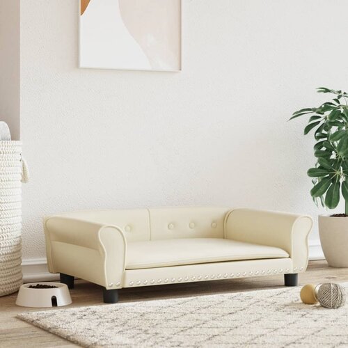 VidaXL Pasja postelja krem 95x55x30 cm umetno usnje Slike