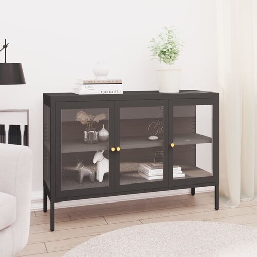  Komoda antracit 105 x 35 x 70 cm od čelika i stakla Cijene