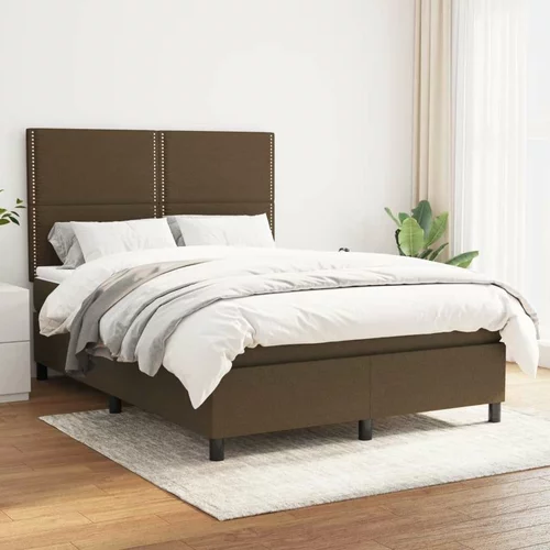  Box spring postelja z vzmetnico temno rjava 140x200 cm blago, (20790403)