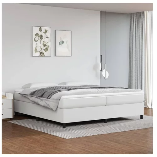  Box spring posteljni okvir bel 200x200 cm umetno usnje