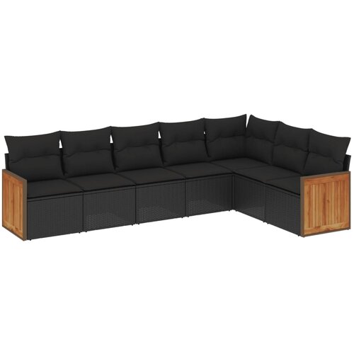 Maison Chic Seti vrtnega pohištva - Vrtna garnitura - Vrtni pohištvo set 7-delna z blazinami črn poli ratan, (21802555) Cene