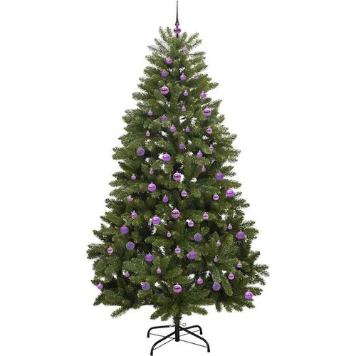VidaXL Umjetno božićno drvce S LED lampica Zelena 240 cm PVC i metal Slike