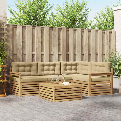  Set vanjskih sofa 6 kom. Bijela i bež Poliester Cijene