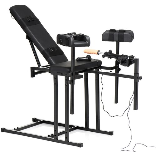 Master Series Ultimate Obedience Chair with Sex Machine Black Cene