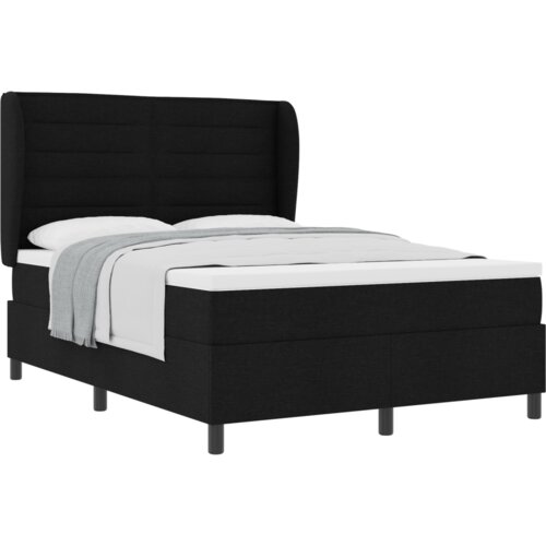  Kutna krevetna baza s madracem Crna 160x200 cm Tkanina Slike