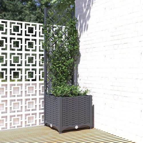 vidaXL Vrtna sadilica s rešetkom tamnosiva 40 x 40 x 136 cm PP Cijene