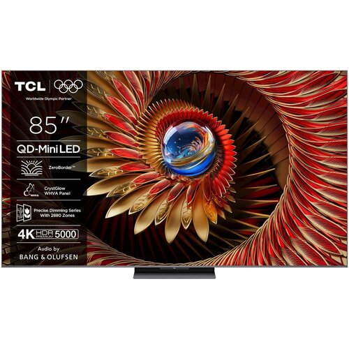 Tcl QD-Mini LED TV 85C81K Ozvočeno z Bang & Olufsen - - 84.6 - črna - 1880 × 1112 × 379 mm s stojalom - 38,9 kg (brez stojala) - 24 - E - Avtera Cene