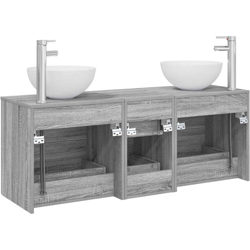  Set ormarića za kupaonicu 3 kom. Siva Sonoma 49,5 x 41 x 64,5 cm Slike