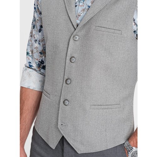 Ombre Men's suit vest with collar - light grey Cene