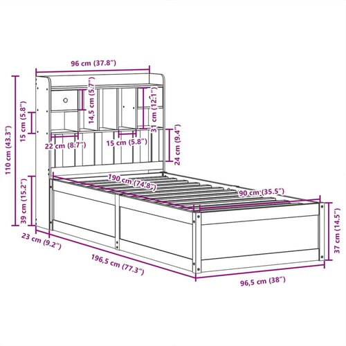 vidaXL Posteljni okvir brez vzmetnice voščeno rjav 90x190 cm borovina Cene