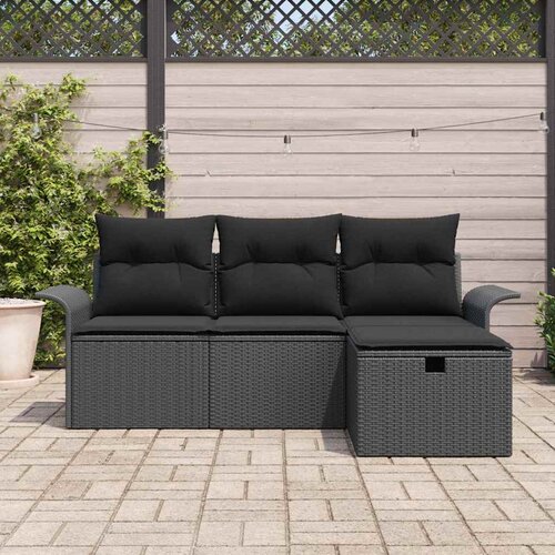  Sjedeća garnitura za vrt 4 kom. Poli ratan Svjetlosiva 196 x 117 x 85 cm Slike