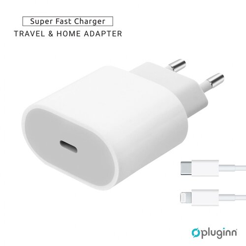  Kućni Punjač Plugi AJ-20 A2347 EMC3621 PD Fast 20W za iPhone 11-14 sa PD lightning kablom CE beli Slike