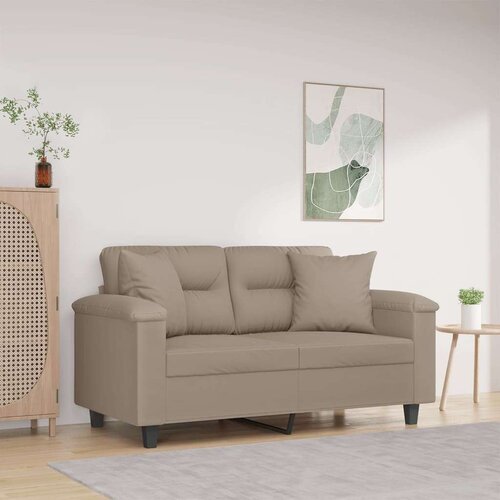  Dvosjed s jastucima smeđesivi 120 cm tkanina od mikrovlakana Cijene