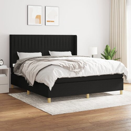 vidaXL Box spring postelja z vzmetnico črna 180x200 cm blago Cene