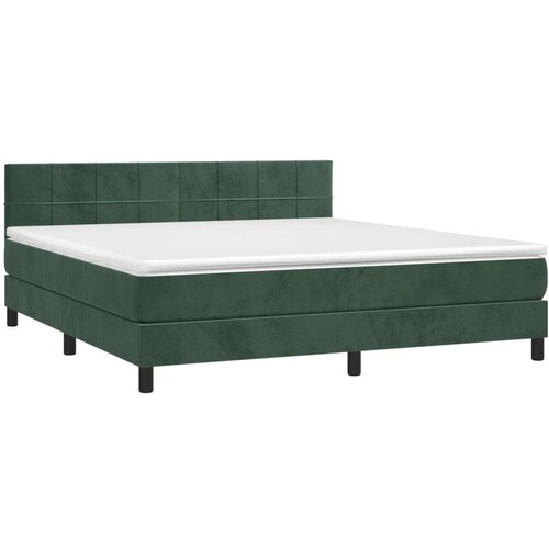 vidaXL Krevet box spring s madracem LED tamnozeleni 160x200 cm baršun Cene
