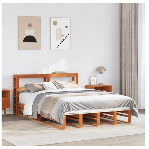 vidaXL Posteljni okvir brez vzmetnice voščeno rjav 120x200 cm borovina Cene