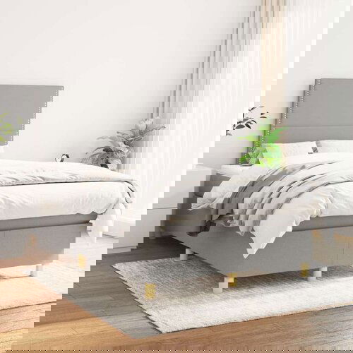  Box spring postelja z vzmetnico svetlo siva 120x200 cm blago, (20725375) Slike
