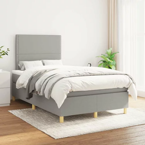  Box spring postelja z vzmetnico svetlo siva 120x200 cm blago, (20725375)