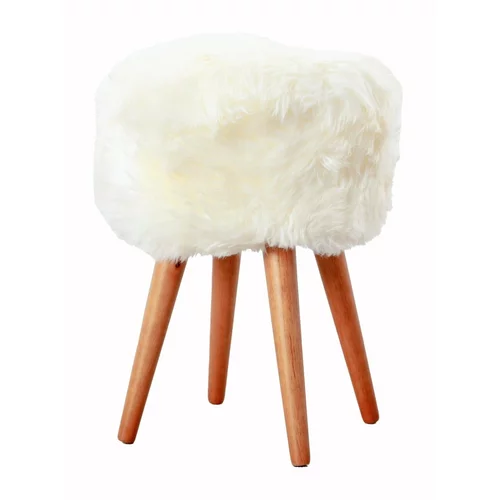 Native Natural Stolček s sedežem iz bele ovčje kože, ⌀ 30 cm