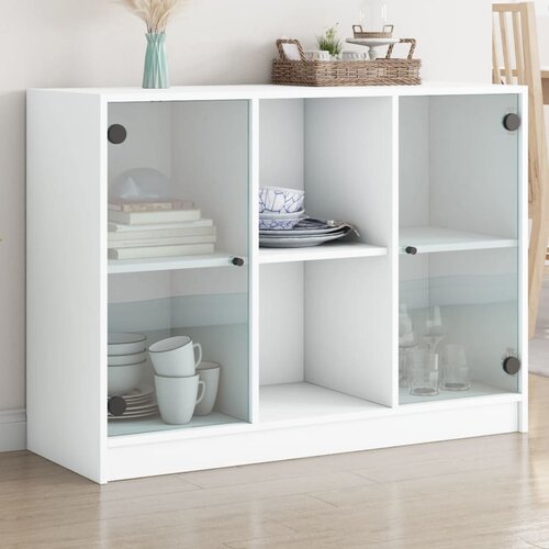 VidaXL Komoda bela 101,5x37x75,5 cm inženirski les Slike