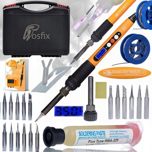 Rosfix 10V1 SPAJKALNIK ORANŽNI ROTTWEILER + SPAJKALNI KOSITER V TULCU 0,8MM 10G + TOPILO ZA SPAJKANJE RMA-223 Z BATOM IN IGLO + KOVČEK 253X213X72 + UTORI, (21736689) Slike