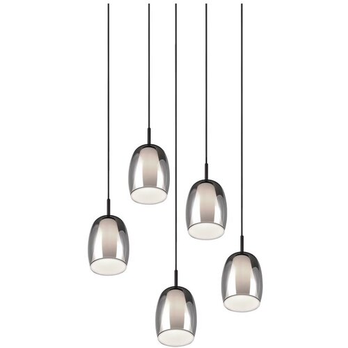 Trio Select Črna/srebrna viseča svetilka s steklenim senčnikom &amp;oslash; 48 cm Barret &amp;ndash; Slike