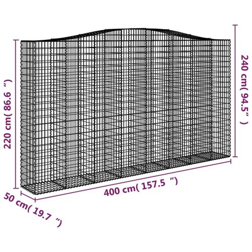  Lučne gabionske ko&amp;scaron;are 5 kom 400x50x220/240cm pocinčano željezo Slike