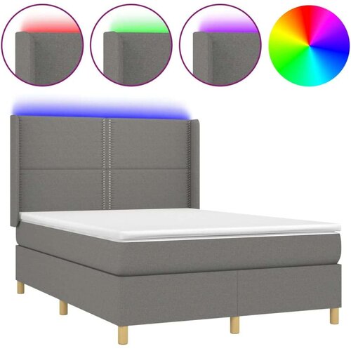  Box spring s madracem LED tamnosivi 140x190 cm tkanina Slike