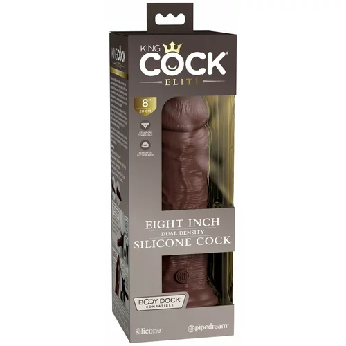 King Cock Elite 8" Silicone Dual Density Cock Brown