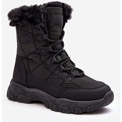 Kesi Women's snow boots with fur and zipper, Black Vittora Slike