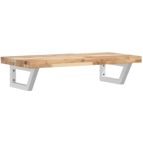  Zidna polica za umivaonik od čelika i masivnog bagremovog drva Smeđa 60 x 40 x 4 cm Slike
