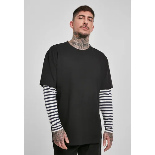 UC Men Oversized Double Layer Striped LS Tee Black