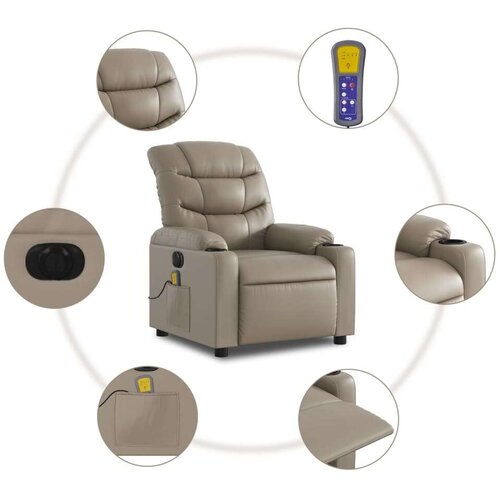 vidaXL Električni masažni naslanjač kapučino umetno usnje Cene