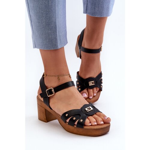 EVENTO Women&amp;#039;s High Heel Sandals in Black Faux Leather Assames Slike