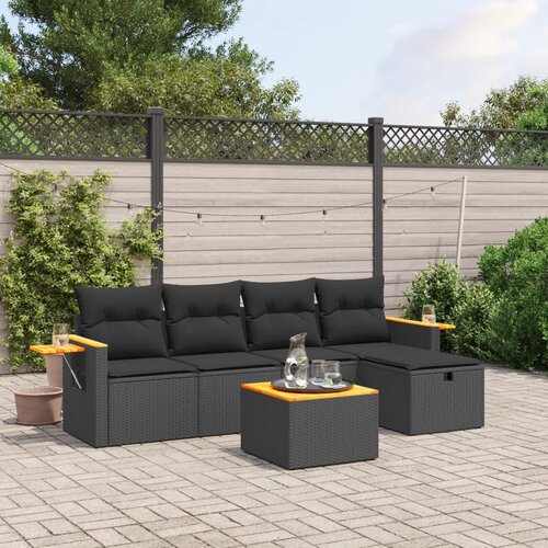 vidaXL 6-dijelni set vrtnih sofa s jastucima crni od poliratana Cijene
