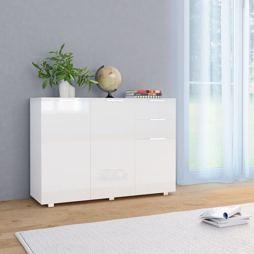 The Living Store Komoda visok sijaj bela 107x35x80,5 cm - Komoda, (21437535) Slike
