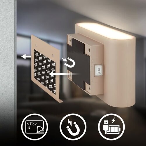 BRILONER 3878011 - led punjiva zidna svetiljka sa senzorom chat LED/3W/5V 2000 mah bež Slike
