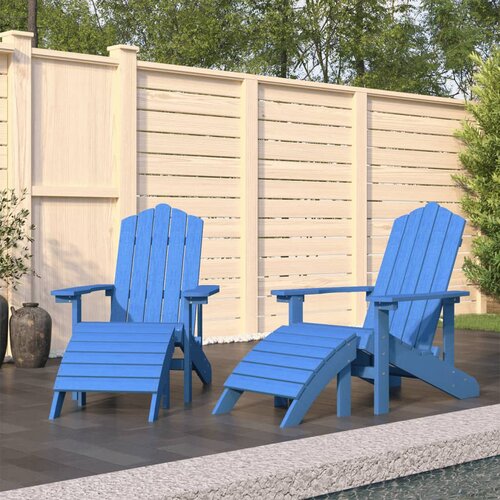 vidaXL Vrtne stolice Adirondack s osloncima za noge 2 kom HDPE plave Cene
