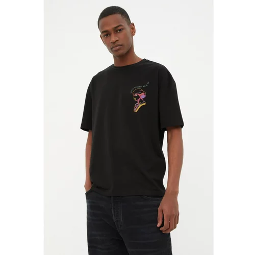 Trendyol Black Men's Relaxed Fit Short Sleeve Crew Neck Printed T-Shirt