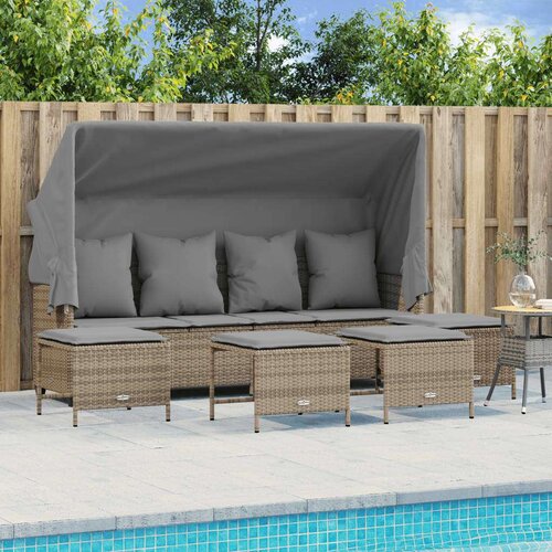  5-dijelni vrtni set sofa s jastucima bež od poliratana Cijene