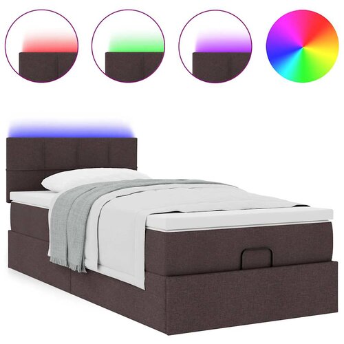 VidaXL Otomanski okvir kreveta s madraca tamnosmeđi 90x190cm tkanine Slike