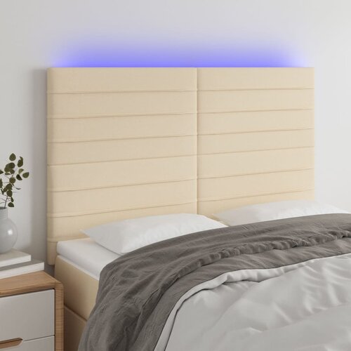  LED uzglavlje krem 144x5x118/128 cm od tkanine Cene