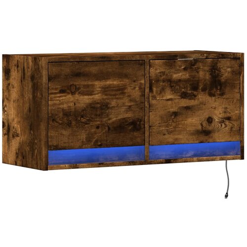  Zidni TV ormarić s LED svjetlima boja hrasta 80x31x38 cm Slike