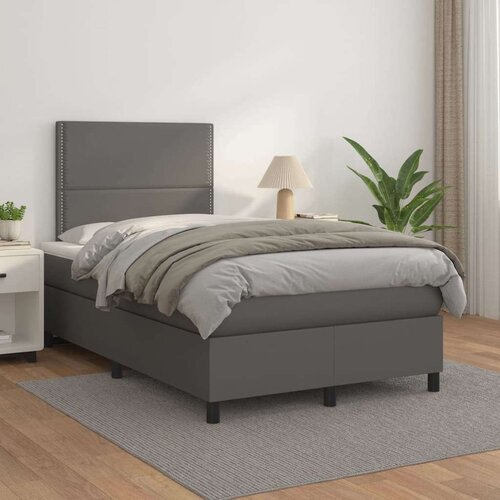  Box spring postelja z vzmetnico siv 120x200 cm umetno usnje, (20723275) Cene